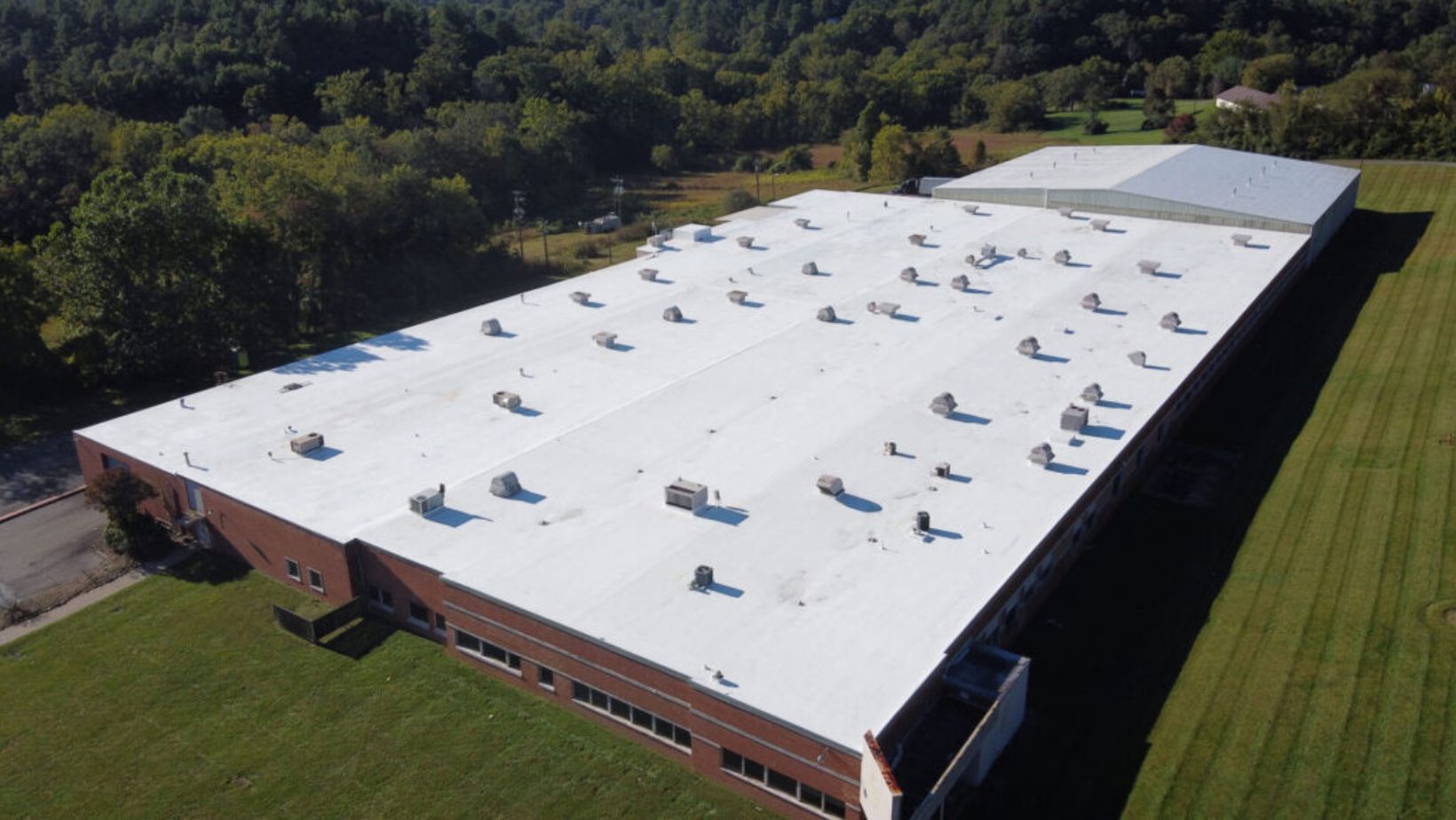 Aerial view of a large industrial building